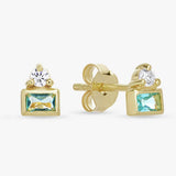 Revere gold plated silver stud earrings with blue stone, UK version
