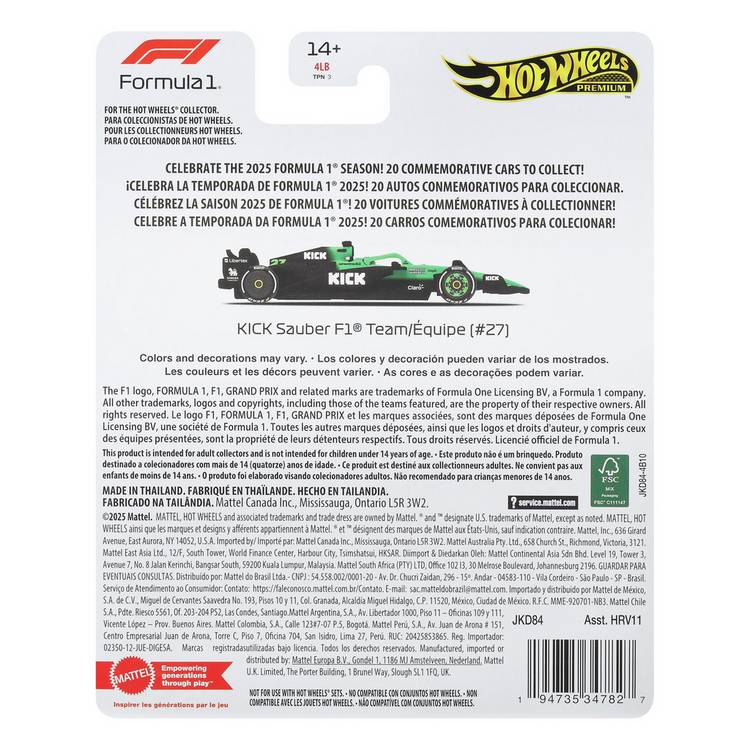 Hot Wheels Premium F1 Nico Hulkenberg 1:64 scale, imported from the UK
