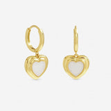 Inicio gold plated mother of pearl heart earrings - British product