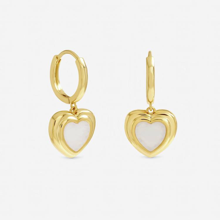 Inicio gold plated mother of pearl heart earrings - British product