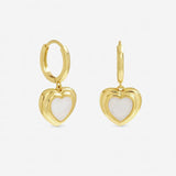 Inicio gold plated mother of pearl heart earrings - British product