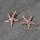 Freedom pink crystal starfish stud earrings 20mm, UK version