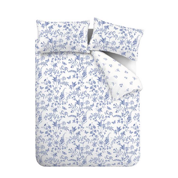 Bianca cotton bedding set Thea Floral Blue single, imported from the UK