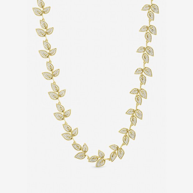 Jon Richard gold plated cubic zirconia leaf necklace (British brand)