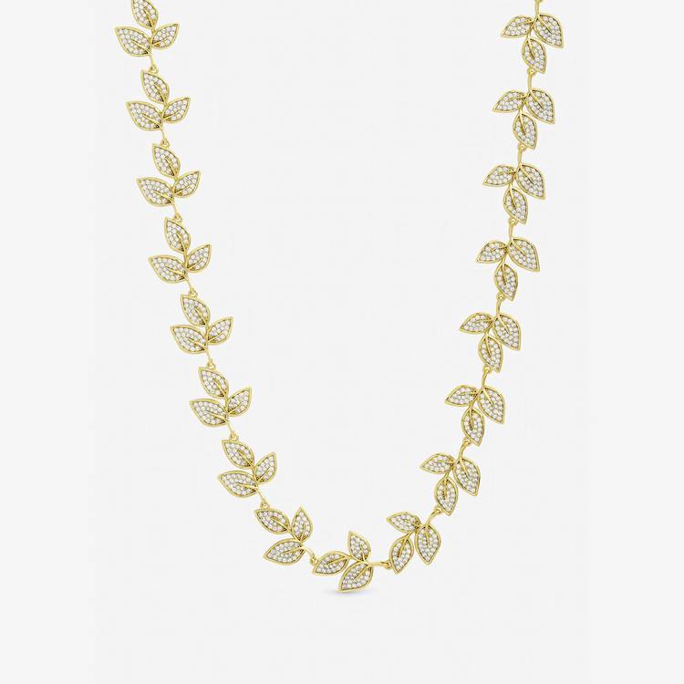 Jon Richard gold plated cubic zirconia leaf necklace (British brand)