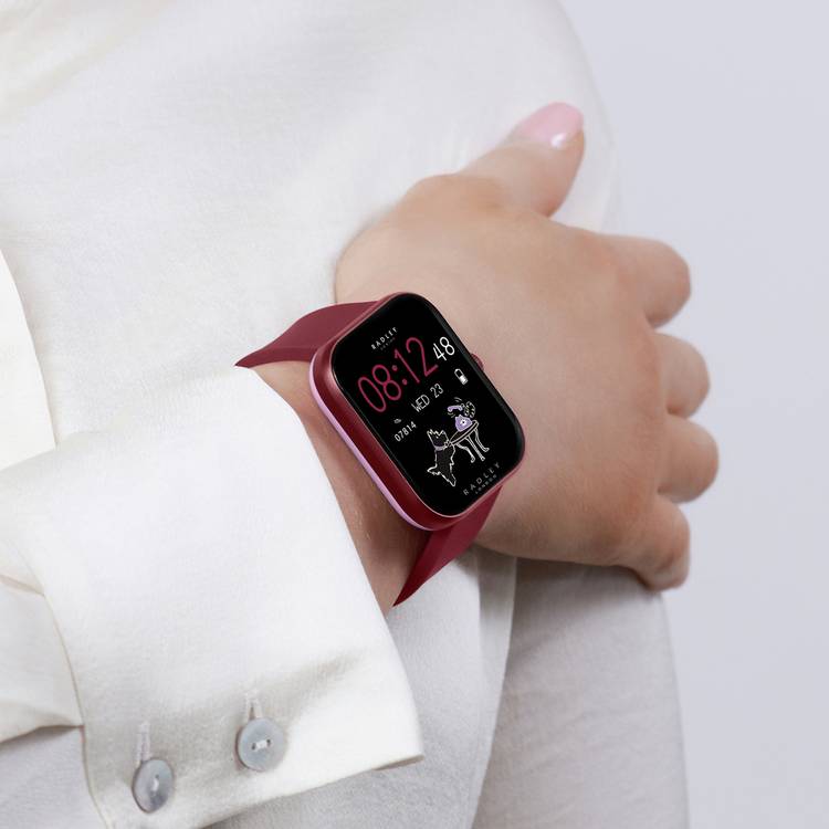 Radley smartwatch berry red silicone strap, imported from the UK