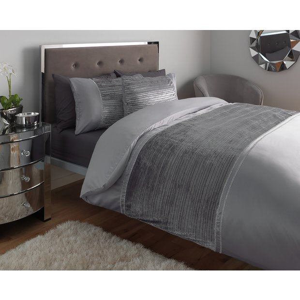 Argos Home Sparkle Velvet Grey bedding set single, imported from the UK