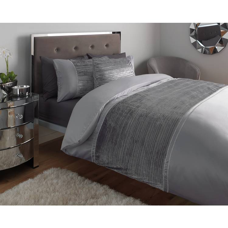 Argos Home Sparkle Velvet Grey Bedding Set - Single