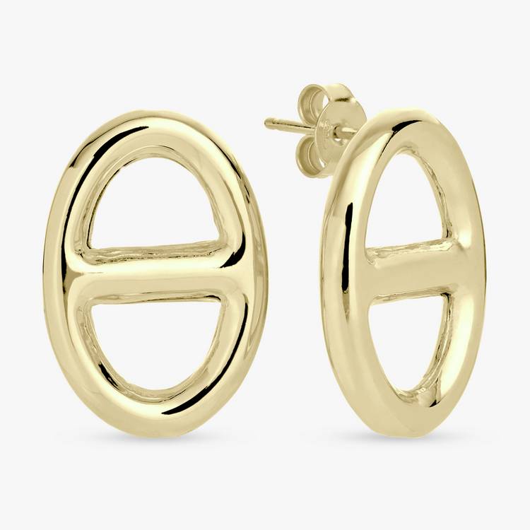 Revere gold plated marine link stud earrings, UK version
