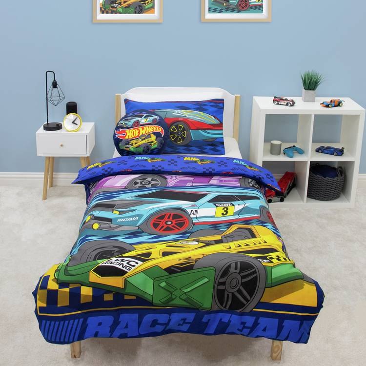 Hot Wheels blue bedding set for single bed (British brand)
