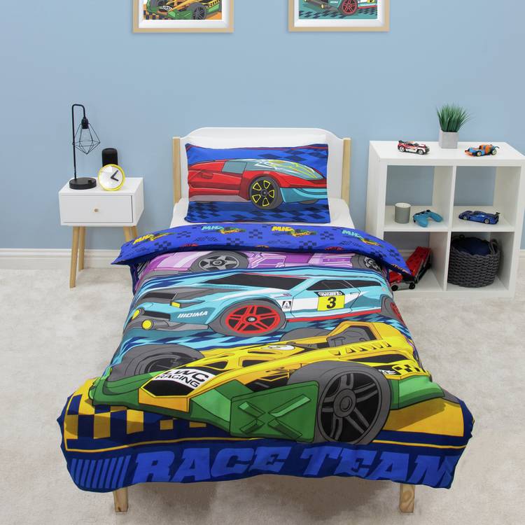 Hot Wheels blue bedding set for single bed (British brand)