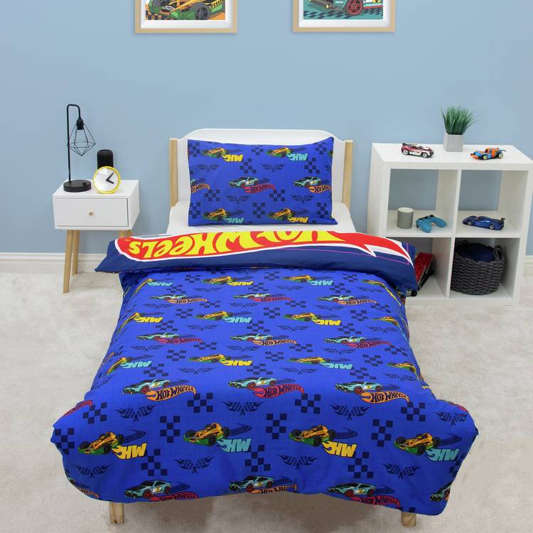 Hot Wheels blue bedding set for single bed (British brand)