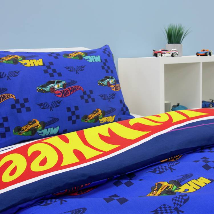 Hot Wheels blue bedding set for single bed (British brand)