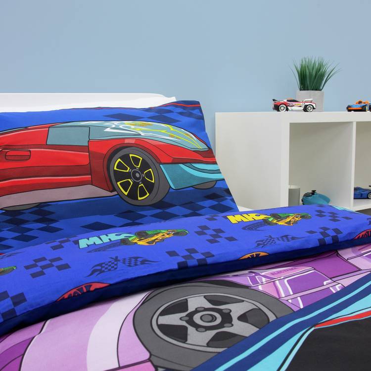 Hot Wheels blue bedding set for single bed (British brand)