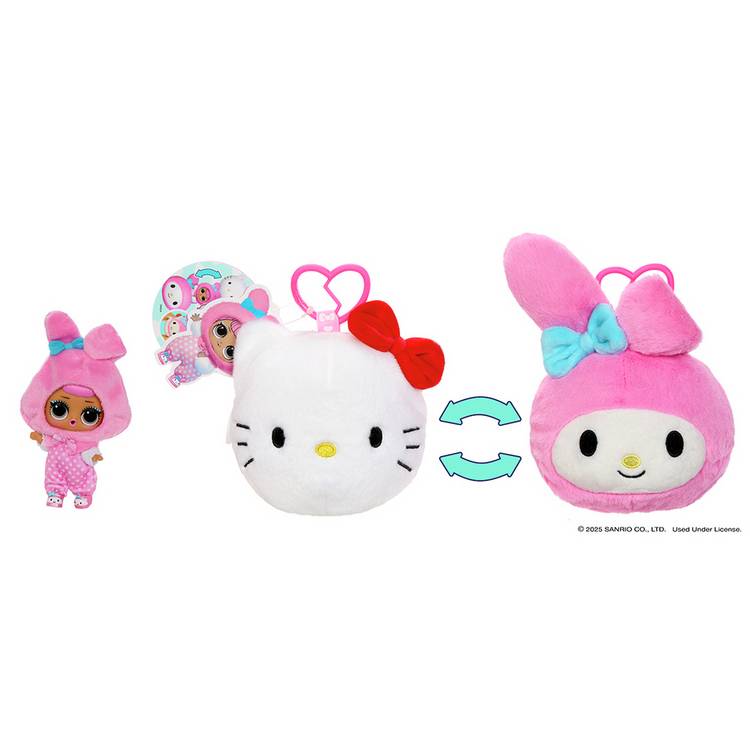L.O.L. Surprise reversible plush keychain with tot doll (British brand)