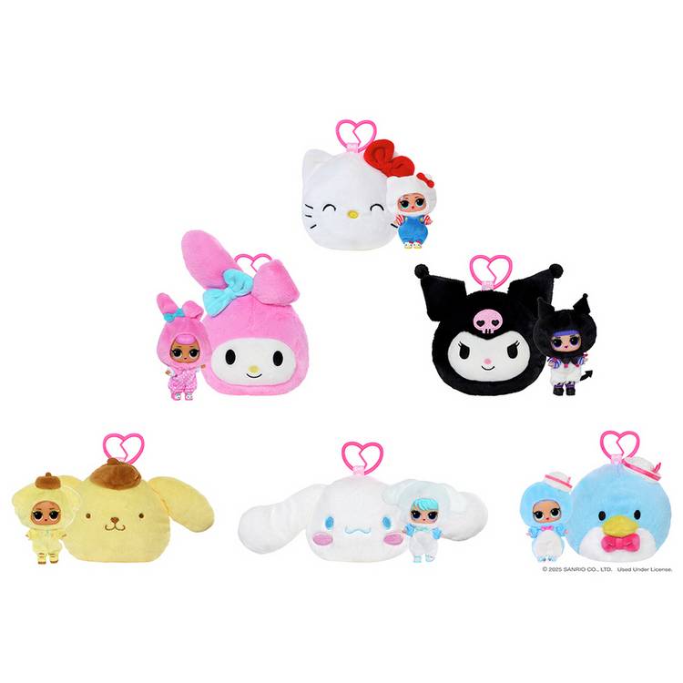 L.O.L. Surprise reversible plush keychain with tot doll (British brand)