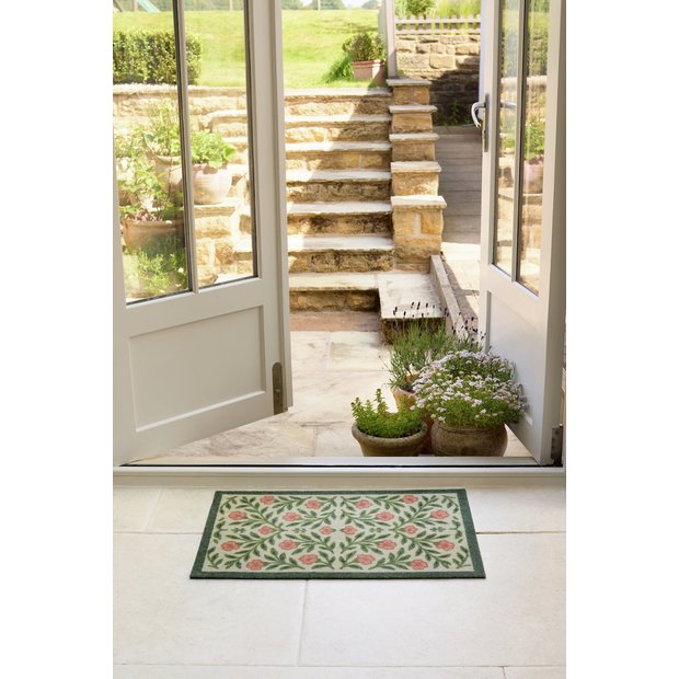 My Mat pink botanical short pile doormat 50x75cm (British brand)