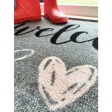 My Mat Welcome Hearts short pile doormat 50x75cm, imported from the UK