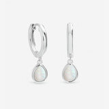 Inicio silver plated peardrop charm hoop earrings (British brand)
