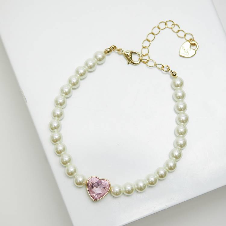 Lipsy pearl pink heart bracelet 19cm - British product
