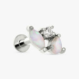 Revere sterling silver faux opal flatback stud earring - British product