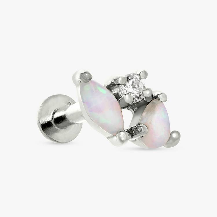 Revere sterling silver faux opal flatback stud earring - British product