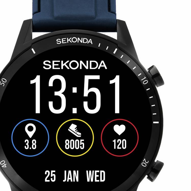 Sekonda Active Go smartwatch with blue silicone strap, imported from the UK