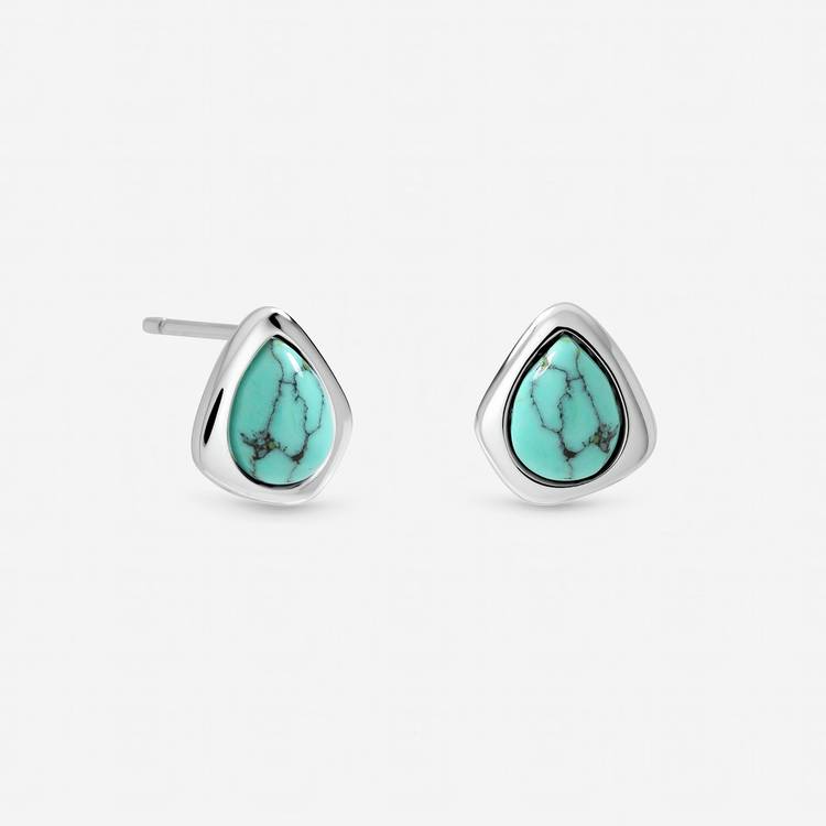 Inicio silver plated turquoise stud earrings 10mm - British product