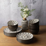 Argos Code Maison Inari 12 Piece Ceramic Dinner Set - Black- Buy online at McGrocer