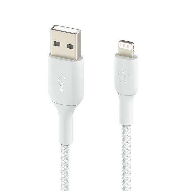 Belkin braided Lightning to USB-A cable 1m white - British product