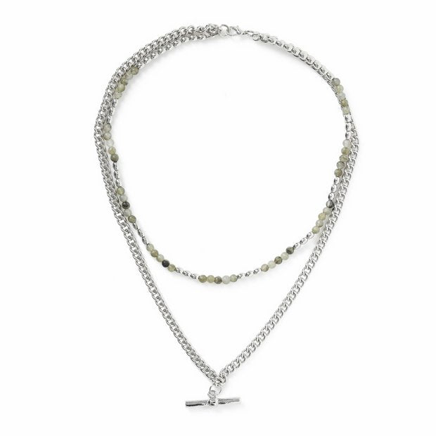 Uncommon Souls double row beaded and chain necklace 50cm, imported from the UK