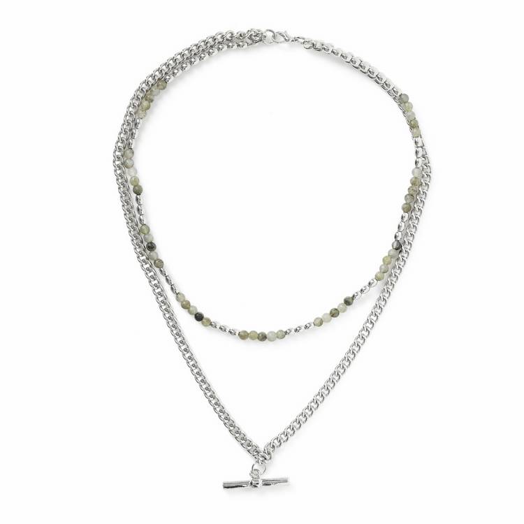 Uncommon Souls double row beaded and chain necklace 50cm, imported from the UK
