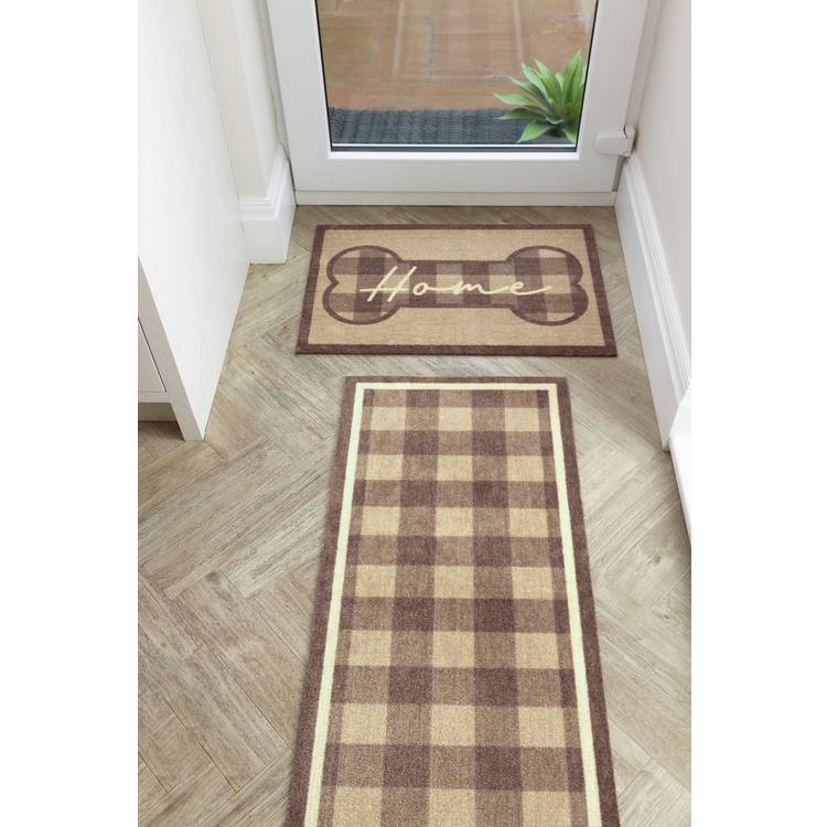 Howler & Scratch brown tartan runner 50x150cm, imported from the UK