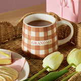 Argos Home stoneware mug gingham pattern grandma 280ml (British brand)