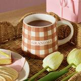 Argos Argos Home Brown Gingham Pattern Grandma Stoneware Mug 280ml- Buy online at McGrocer