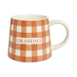 Argos Home stoneware mug gingham pattern grandma 280ml (British brand)
