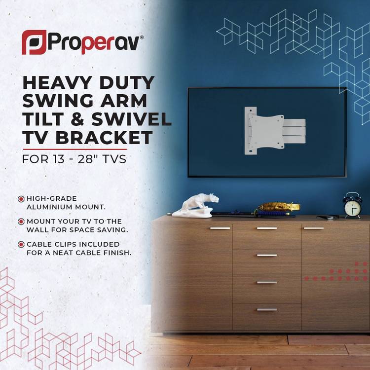 ProperAV TV wall bracket tilt and swivel 13-28 inch - British product