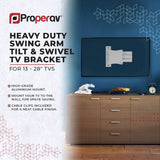 ProperAV TV wall bracket tilt and swivel 13-28 inch - British product