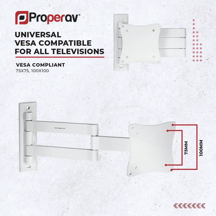 ProperAV TV wall bracket tilt and swivel 13-28 inch - British product
