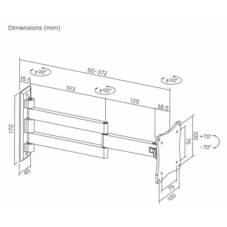 ProperAV TV wall bracket tilt and swivel 13-28 inch - British product