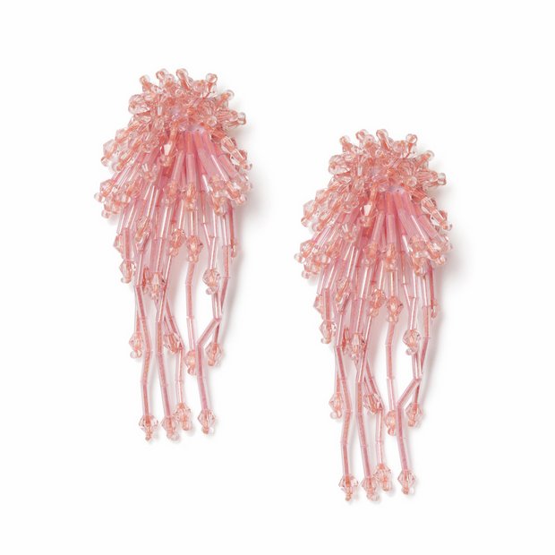 Freedom pink beaded cluster drop earrings - British product