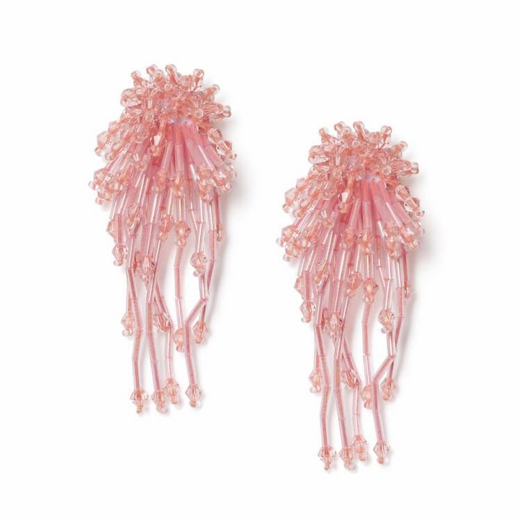 Freedom pink beaded cluster drop earrings - British product