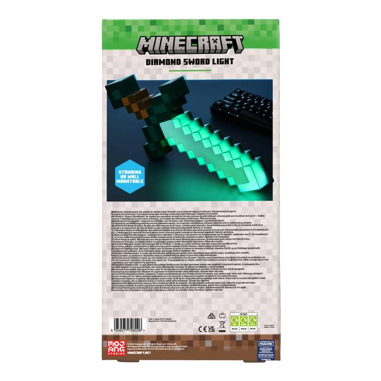 Minecraft Diamond Sword LED Novelty Light 40cm, imported from the UK