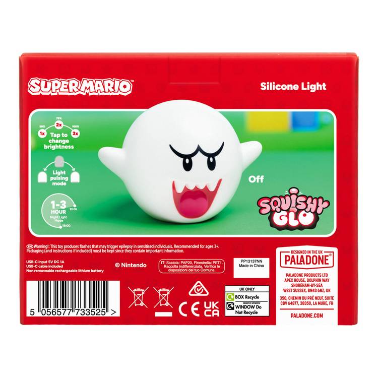 Super Mario Boo SquishyGlo silicone desk lamp white, UK version