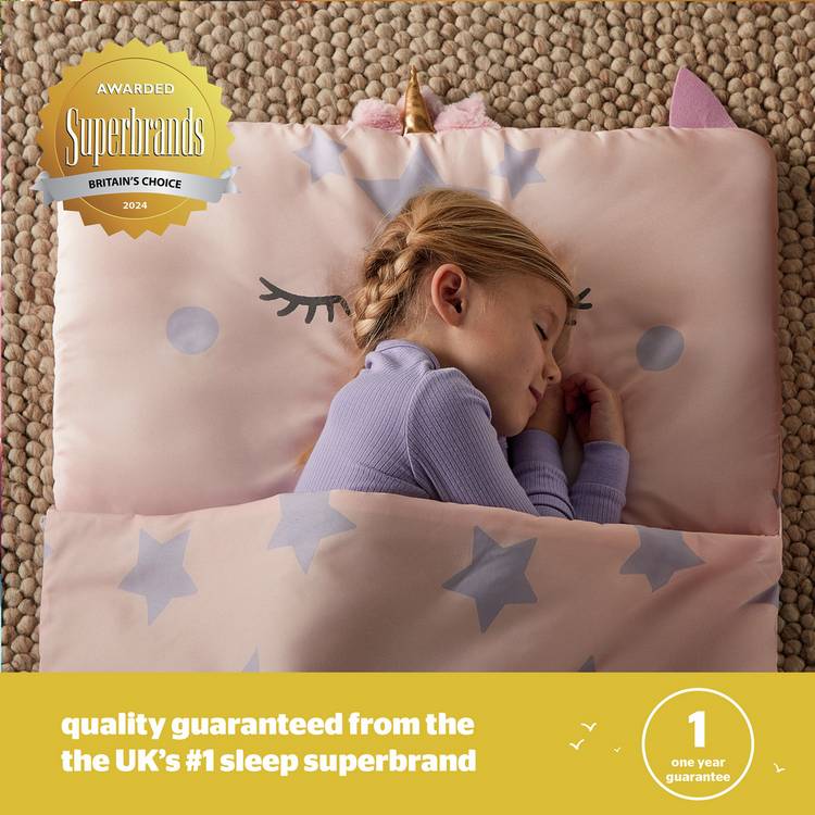 Silentnight kids unicorn sleepover bag 400gsm, UK version