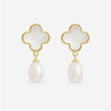 Jon Richard gold plated mother of pearl drop earrings, imported from the UK
