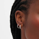 Inicio silver hoop earrings set crystal pave polished (British brand)