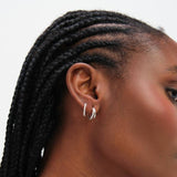 Inicio silver hoop earrings set crystal pave polished (British brand)