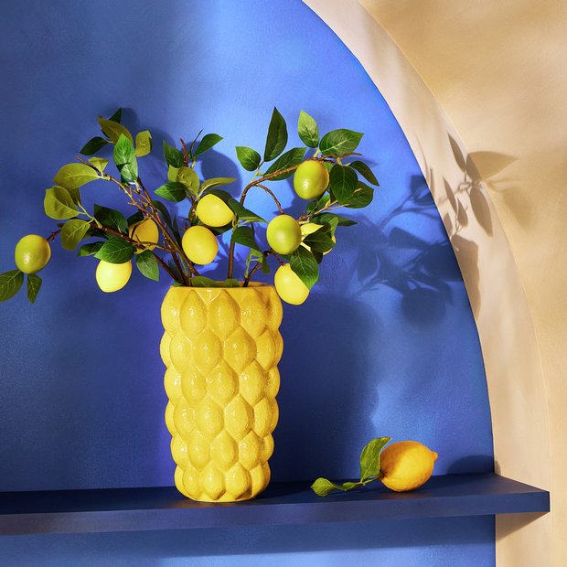 Argos Home ceramic yellow lemon vase 15cm (British brand)