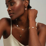 Jon Richard gold-plated pink station clover necklace 40.6cm, imported from the UK